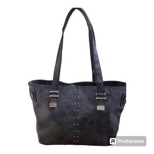 Rosetti Gray Shoulder Bag with Rivets and Stitch Detailing EUC